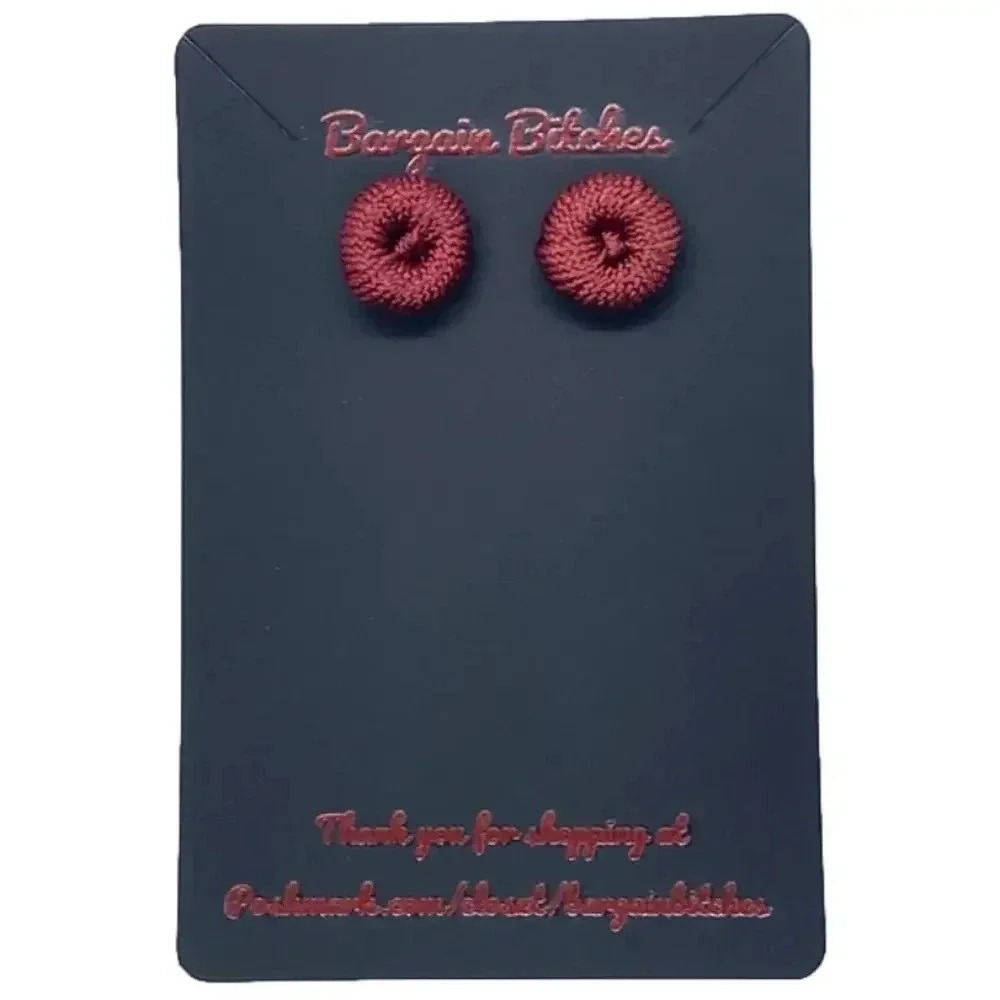 New‎ earrings fall crochet button stud retro style earrings metal backing fall